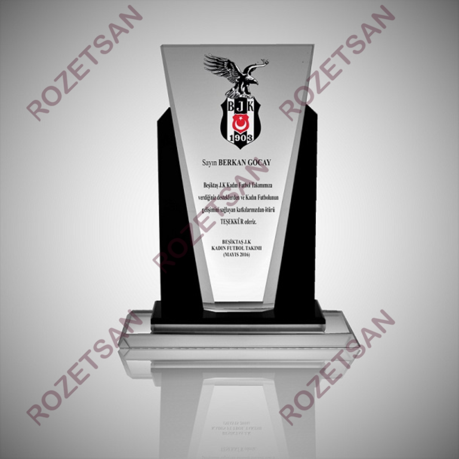 Beşiktaş Futbol Takımı Siyah Kristal Plaket